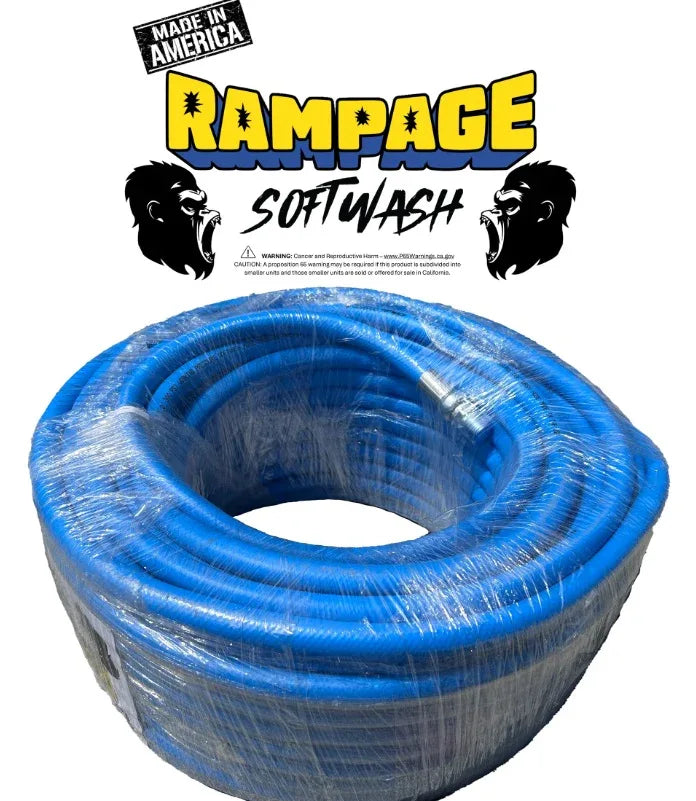 Stainless Steel Rampage 1/2" Blue 200ft Softwash Hose - Soft Wash Factory