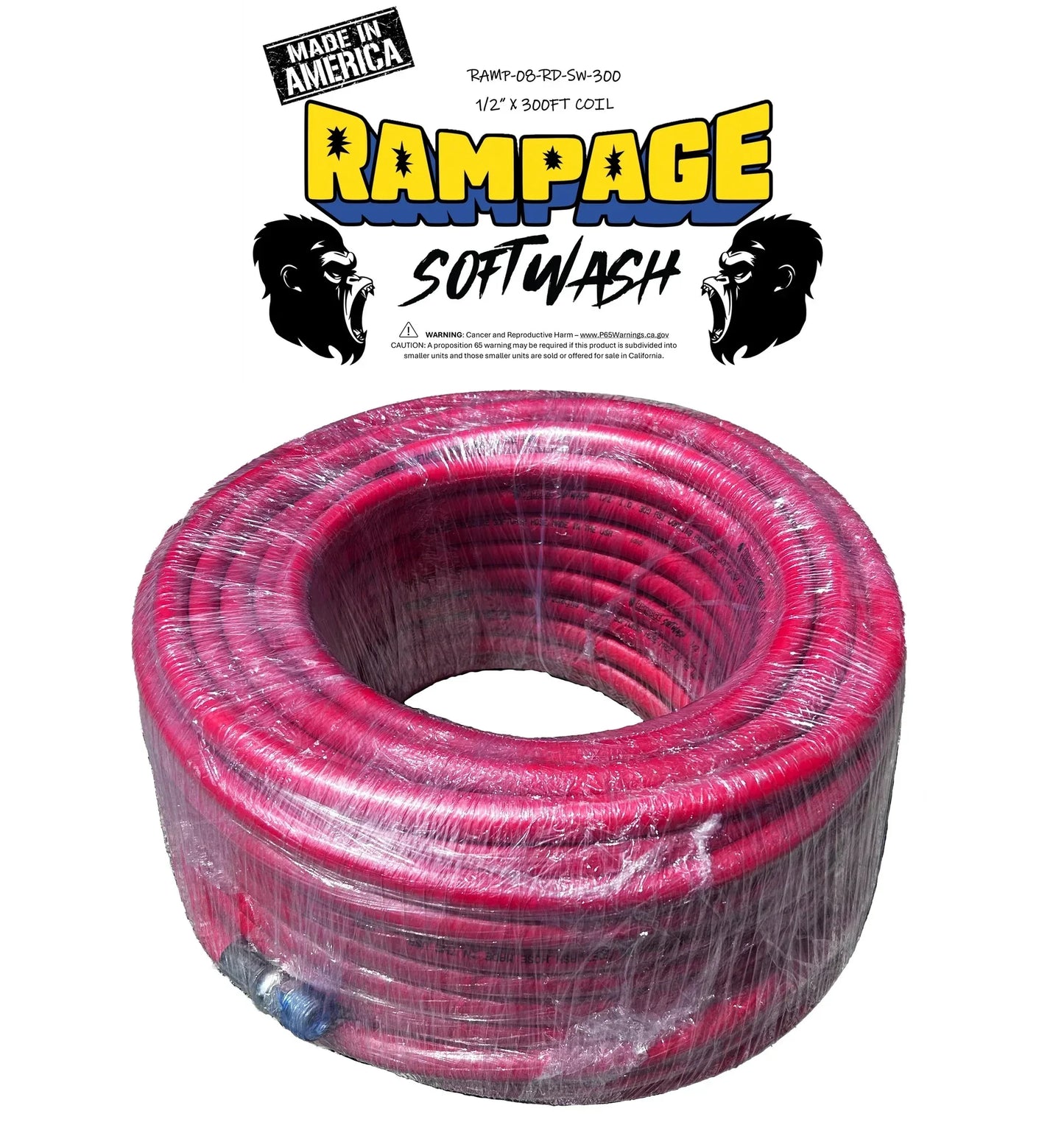 Rampage 1/2" Red Softwash Hose Stainless Steel - Soft Wash Factory