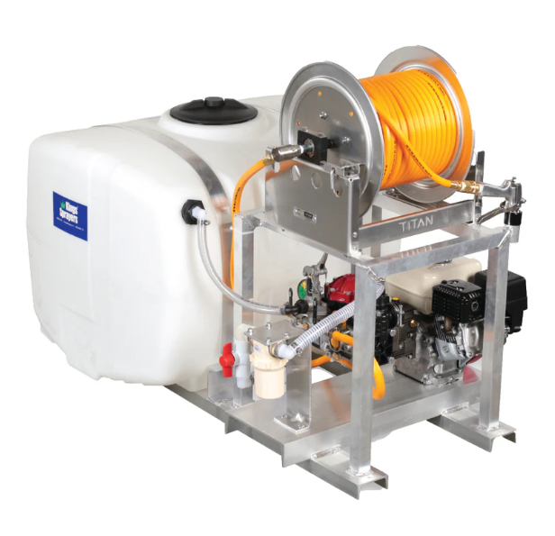100 Gallon Skid Sprayer with 10 gpm Diaphragm Pump & Manual Hose Reel
