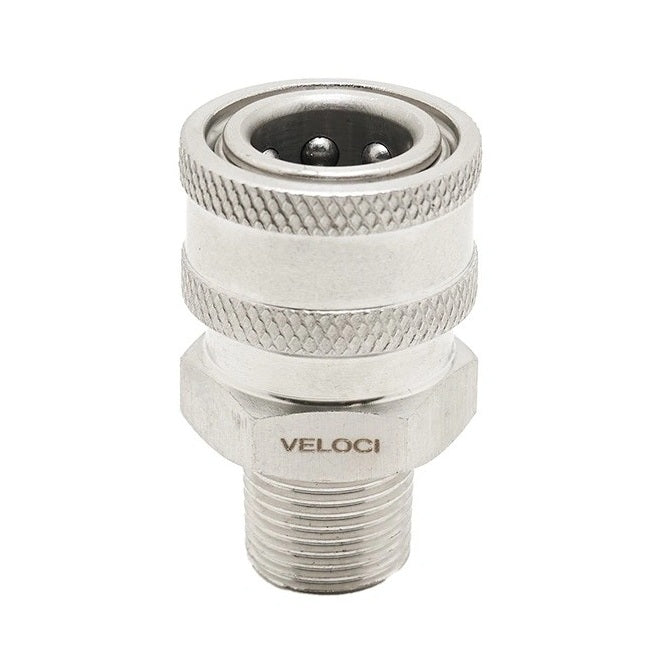 Veloci Stainless Steel Coupler MPT - Soft Wash Factory