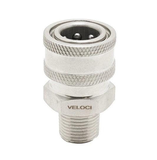 Veloci Stainless Steel Coupler MPT - Soft Wash Factory