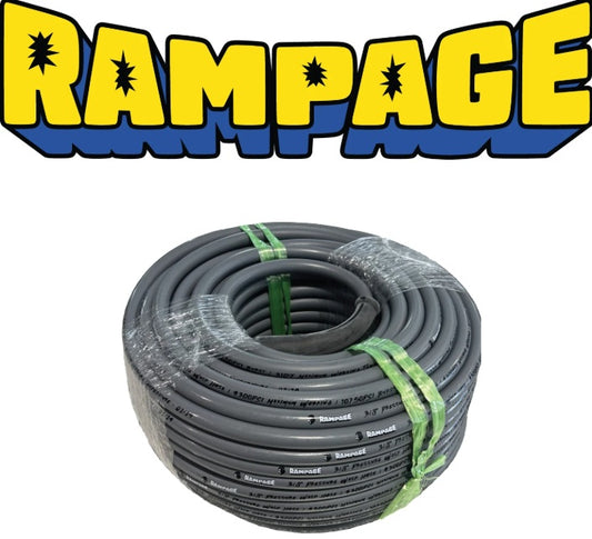 Stainless Steel RAMPAGE Smooth Gray 3/8" Single Wire 4300 PSI High Pressure Hose - Soft Wash Factory